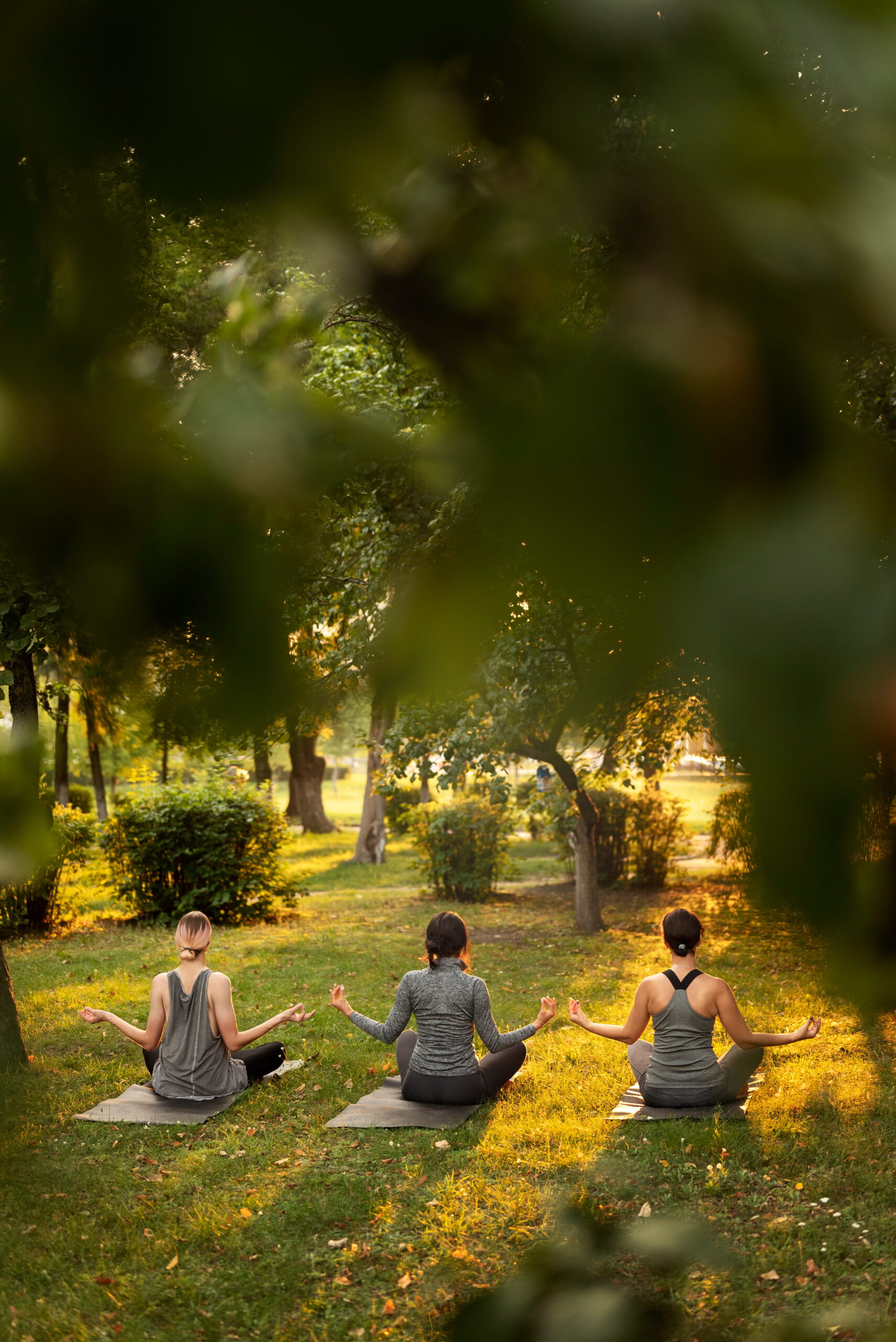 full-shot-women-meditating-outdoors